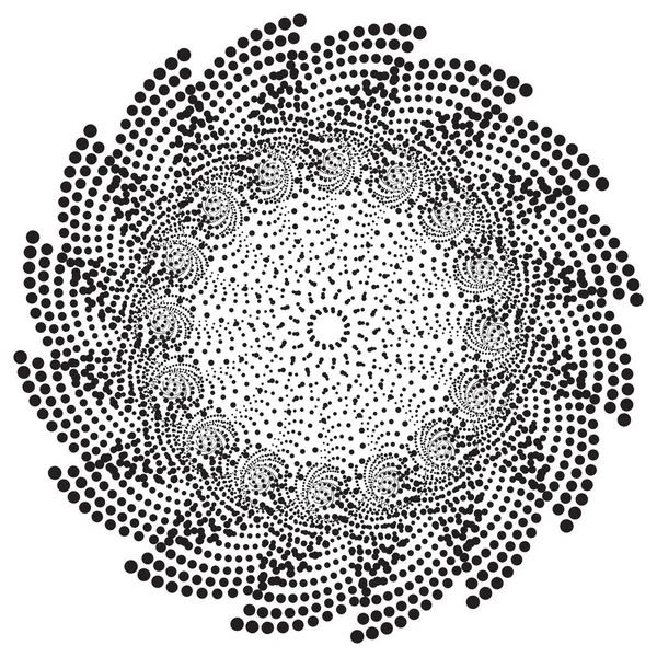 Gepunktetes Vektor Spiralmuster Gestaltungselement Stipple Dot Hintergründe Mit Schwarzen Kreisen — Stockvektor