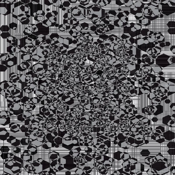 灰色の背景に黒い六角形のパターン ベクターイラスト — ストックベクタ