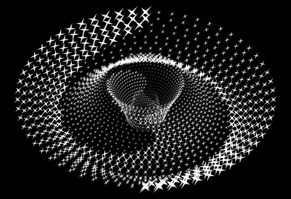 トンネルやワームホール デジタルワイヤーフレームトンネル 3次元グリッド 背景抽象ベクトル画像 — ストックベクタ
