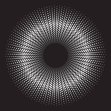 Noktalı Yarım Tonlu Vektör Döner Deseni ya da Doku. Dikdörtgenli Nokta Arkaplanı