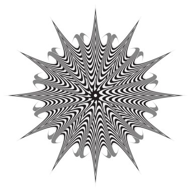 Noktalı Yarım Tonlu Vektör Radyasyon Çizgili Tasarım Elemanı. Soyut desen