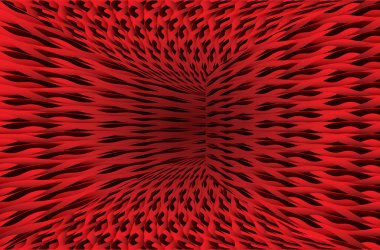 Tünel ya da solucan deliği. Kareli telli tünel. Üç boyutlu ızgara. Arkaplan soyut vektör resmi