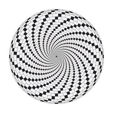 Soyut denetlenmiş spiral tasarım ögesi. Vektör illüstrasyonu