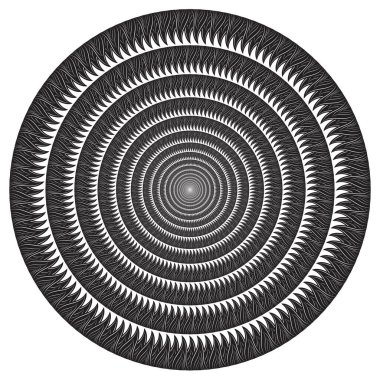Etnik süslemeli soyut yuvarlak konsantrasyon deseni. Vektör tasarım ögesi