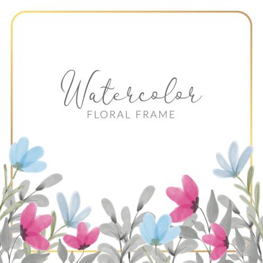 Yabani çiçek resimli suluboya çerçeve