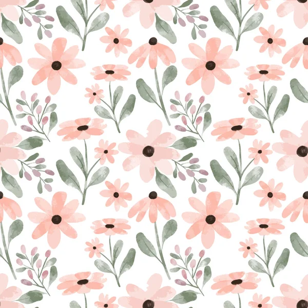 水彩桃の花びらかわいい花のシームレスなパターン — ストックベクタ