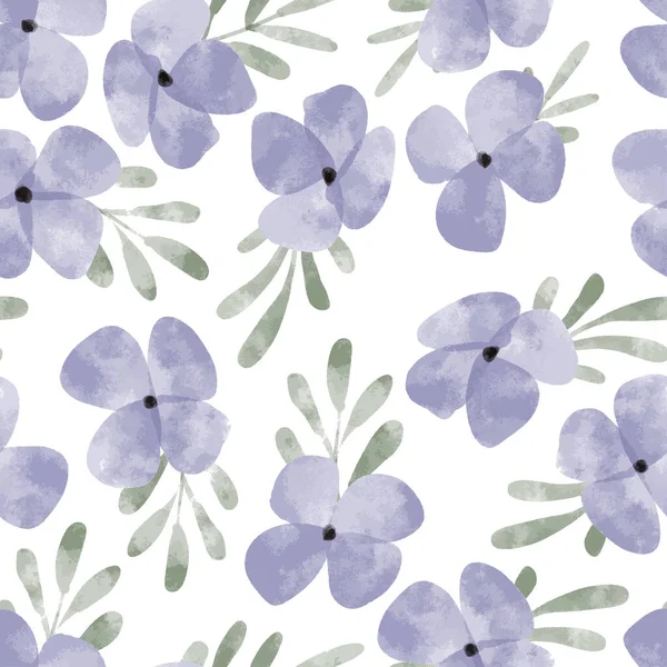 水彩艳丽的紫色花瓣无缝花纹 — 图库矢量图片