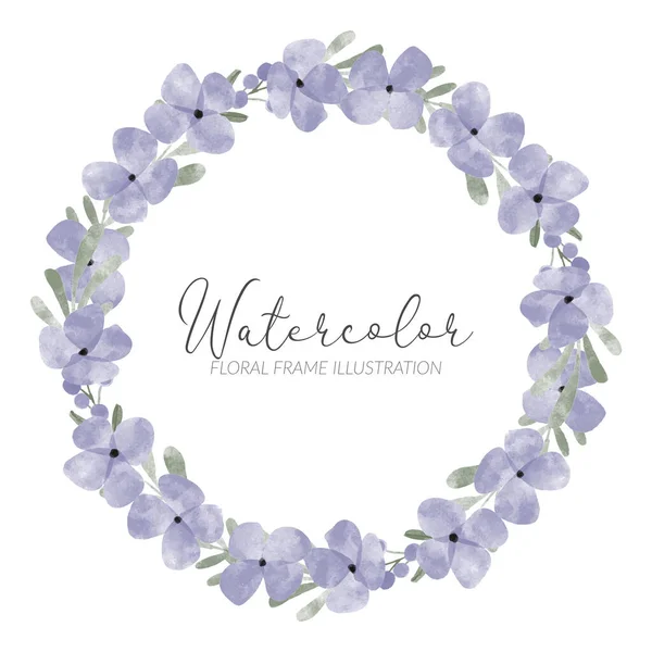 Acuarela Lindo Pétalo Púrpura Flor Corona Ilustración — Vector de stock