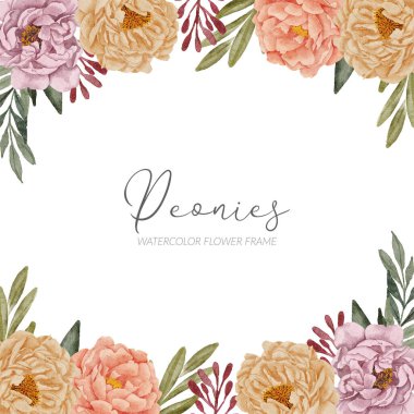 Güzel suluboya çiçekli kare çerçeve