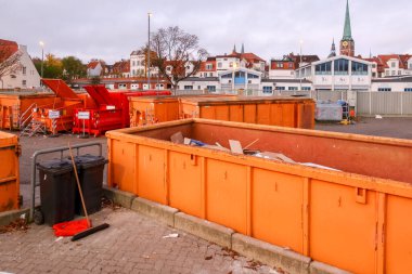 in a waste disposal company there are many waste containers for the disposal of waste