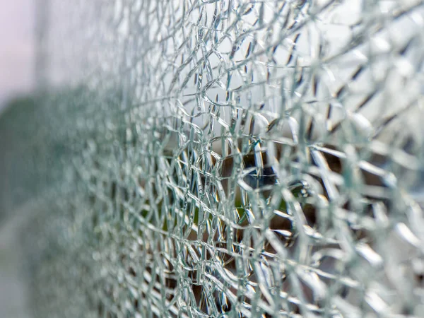 Ein Rissiges Sicherheitsglas Erzeugt Ein Filigranes Muster — Stockfoto