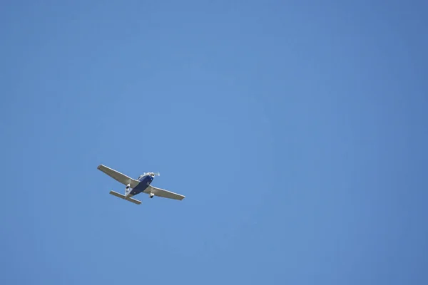 Gros Plan Avion Hélice Volante Blanche — Photo