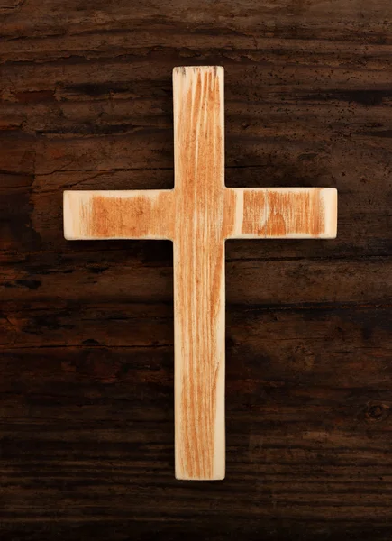 Cruz de madera cristiana viejo fondo vista superior —  Fotos de Stock