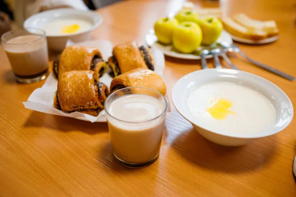 Breakfast in the school cafeteria.