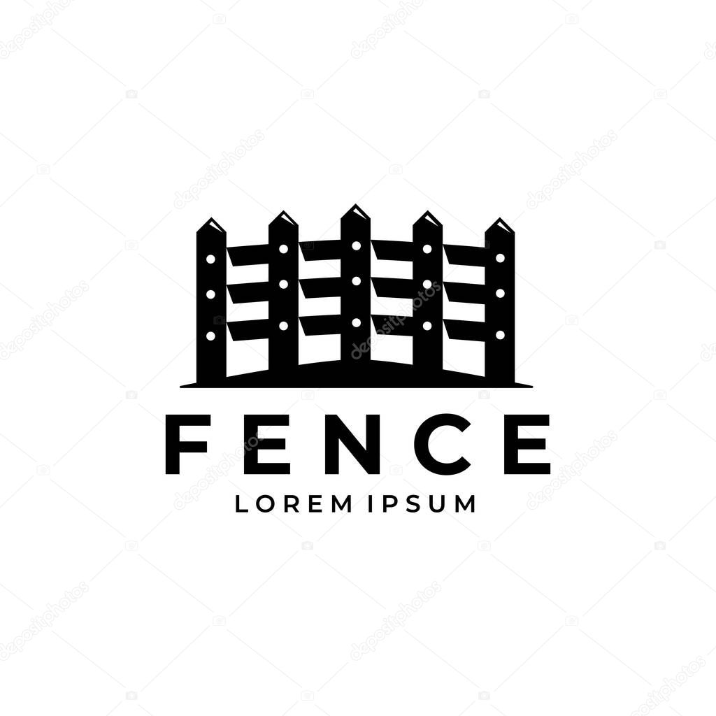 Fence logo line art illustration vector design