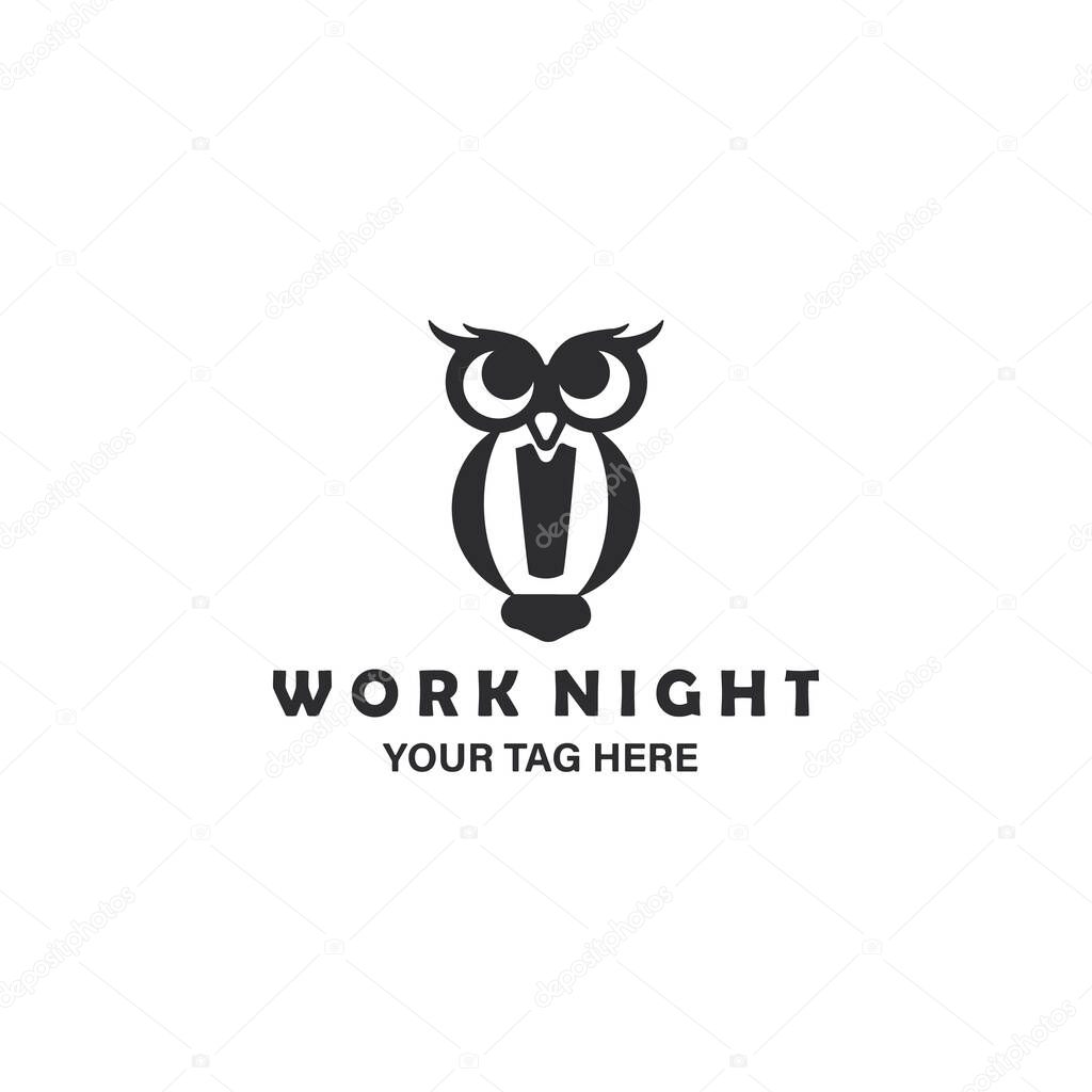 owl logo silhouette color emblem illustration vector template design