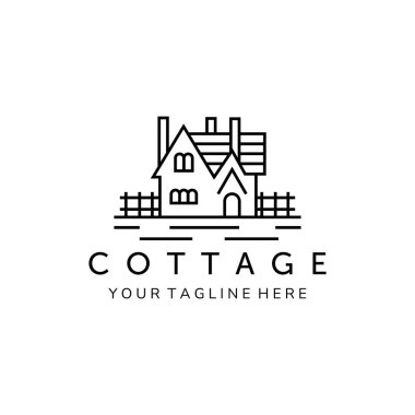 Cottage Line sanat minimalist logo vektör illüstrasyon şablonu tasarımı. ev, ev, logo tasarımı