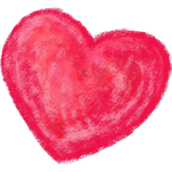 Coeur dessiné à la main en peinture rouge sur une feuille de papier blanche. Dessin en forme de coeur — Photo