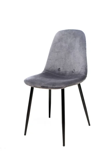 现代风格的灰色椅子 黑色腿与白色背景隔离 — 图库照片