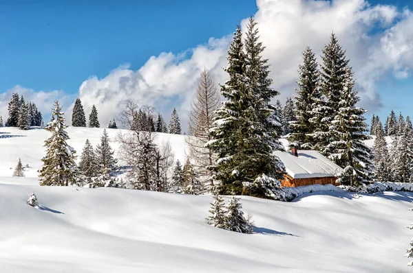 Idyllisch winterlandschap in de Alpen met een traditionele berg l — Stockfoto