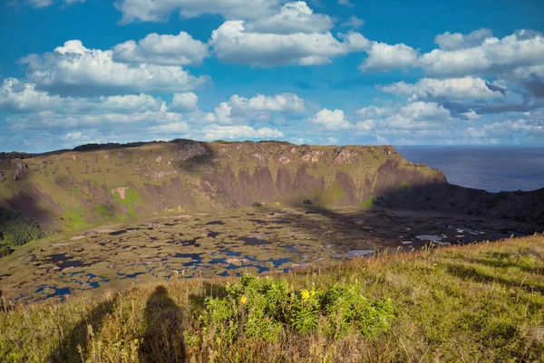 Затопленный Вулканический Кратер Южном Конце Острова Пасхи Рапа Нуи — стоковое фото