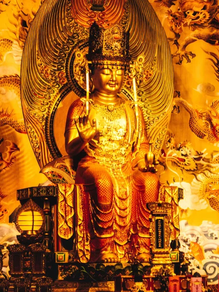 Главная Статуя Будды Храме Музее Зубной Реликвии Будды Район Чайнатаун — стоковое фото