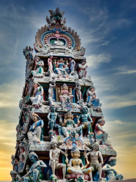 Гопурам Вежа Входу Храму Шрі Маріамман Саут Бридж Роуд Чайнатаун — стокове фото