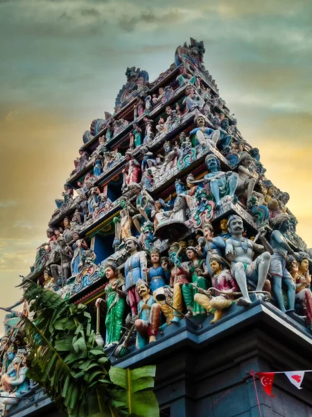 Gopuram Wieża Wejściowa Sri Mariamman Temple South Bridge Road Chinatown — Zdjęcie stockowe