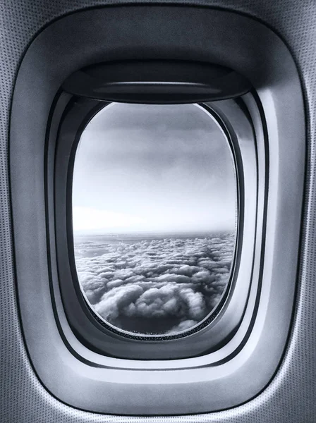 view from the airplane window, Black and White
