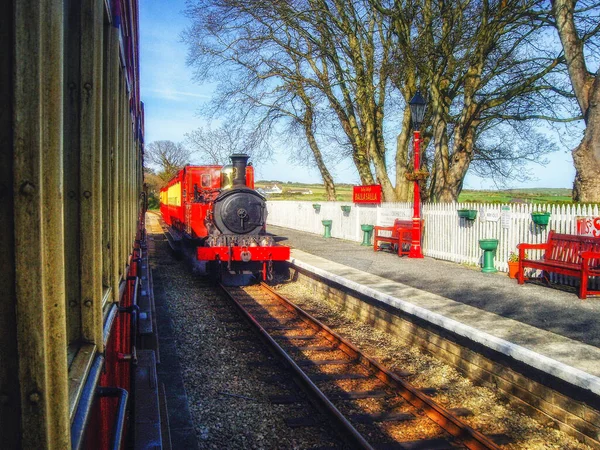 Wyspa Man Railway Jest Wąskotorową Koleją Parową Łączącą Douglas Castletown — Zdjęcie stockowe