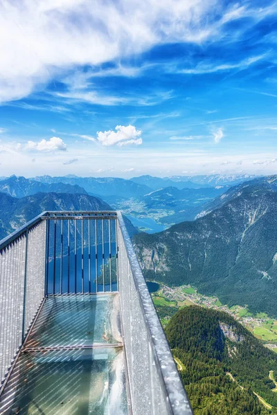 Fingers Steel Construction Top Krippenstein Mountain Dachstein Glacier Massif Tourists — Stock Photo, Image