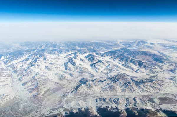 Čína, letecký pohled na pouště Gobi — Stock fotografie