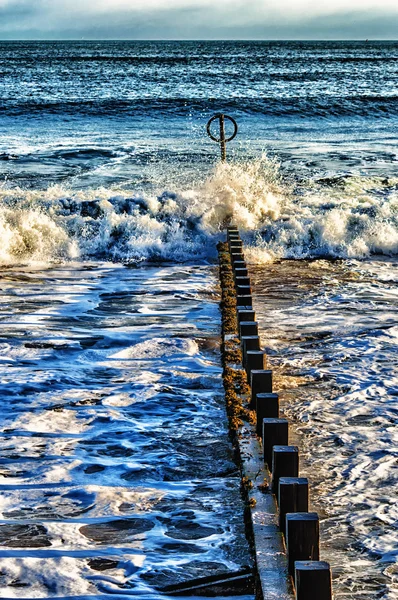 Flut am Strand von Aberdeen, Schottland — Stockfoto