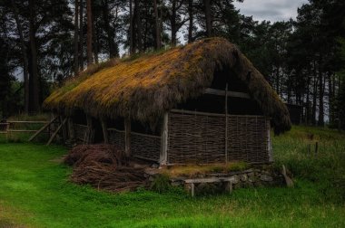 Newtonmore, Scotland - 23 July 2025:Thatched Roof Dwelling at the Highland Fold Museum, Scotland UK