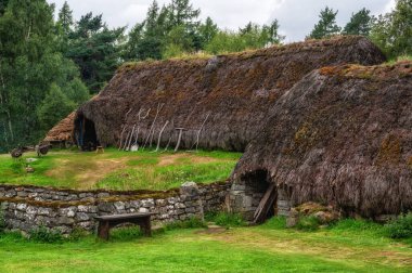 Newtonmore, Scotland - 23 July 2025:Thatched Roof Dwelling at the Highland Fold Museum, Scotland UK