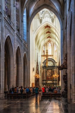 Antwerp, Belçika - 25 Ağustos 2024: Onze Lieve Vrouwekathedraal (Meryem Katedrali), Antwerp, Belçika