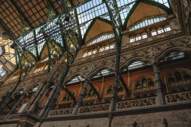 Antwerp, Belçika, Avrupa 'daki Ortaçağ Ticaret Mart Handelsbeurs iç görünümü