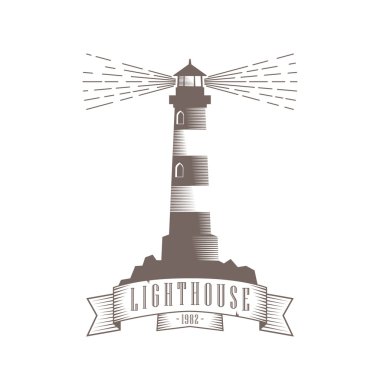 Deniz feneri retro vektör simgesi