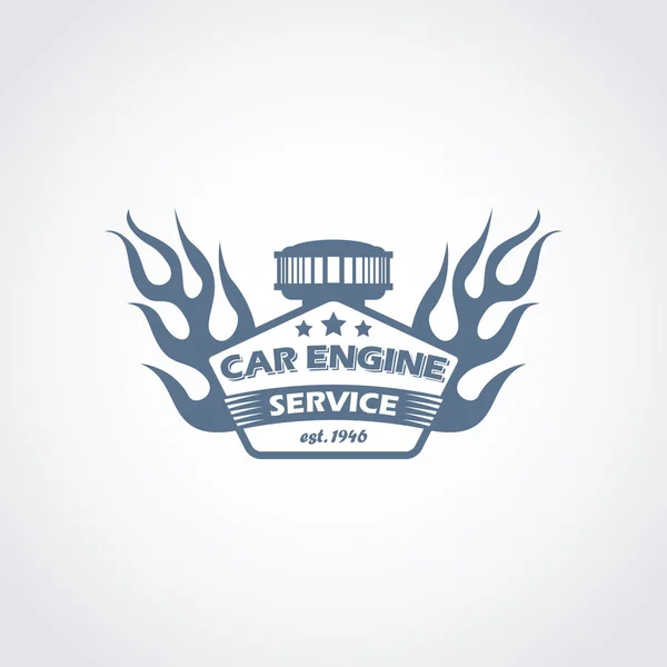 Servicio de reparación del motor del coche logo monocromo — Vector de stock