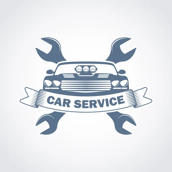 Car repair service monochrome logo — Stock Vector