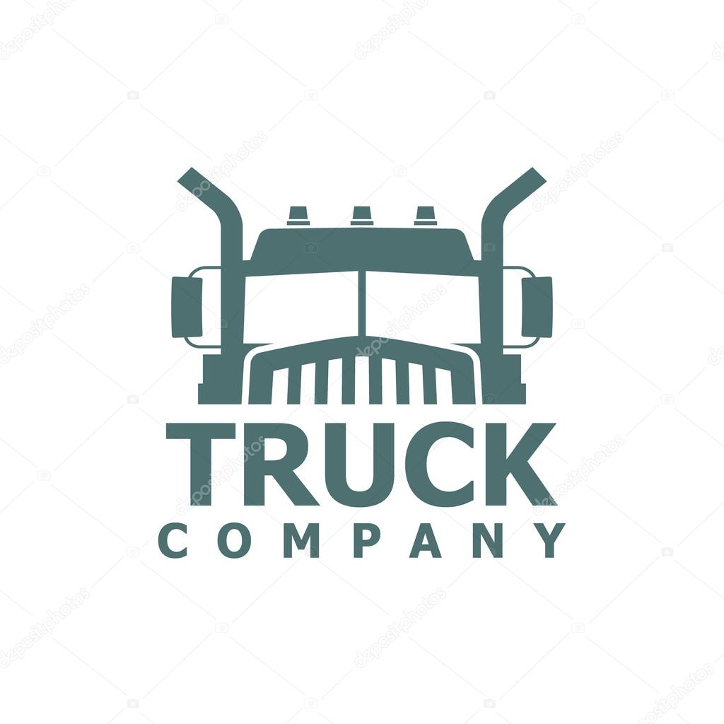 Monochrome truck vector logo for delivery company