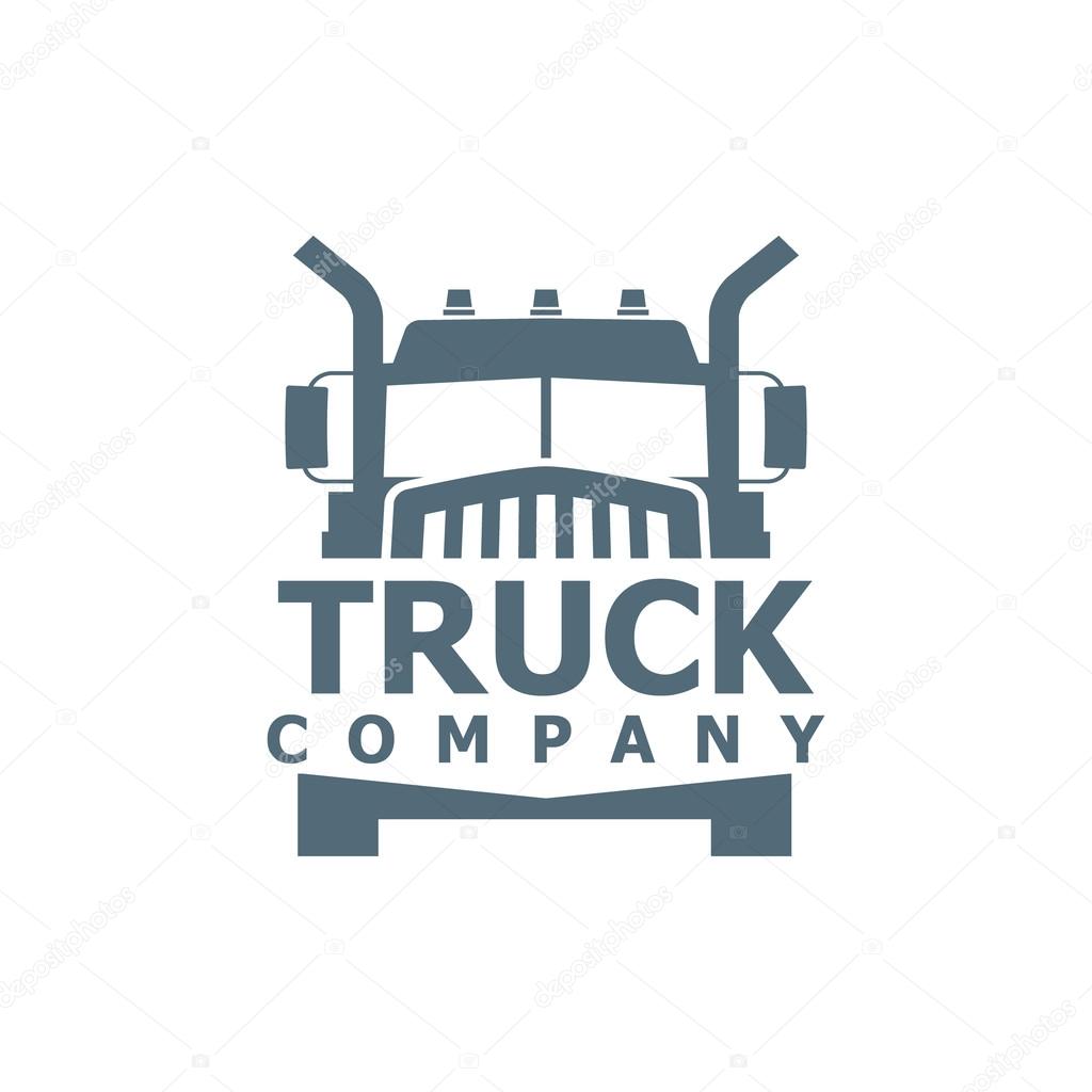 Monochrome truck vector logo for delivery company