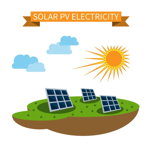 Zonne-elektriciteit alternatieve energie platte vector pictogram — Stockvector