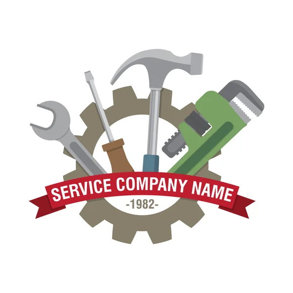 Service company logo with a tools — Stock Vector