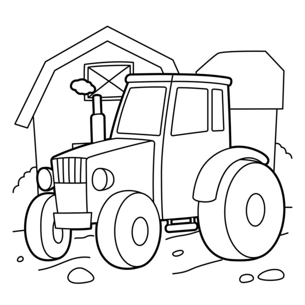 Coloriage tracteur — Image vectorielle