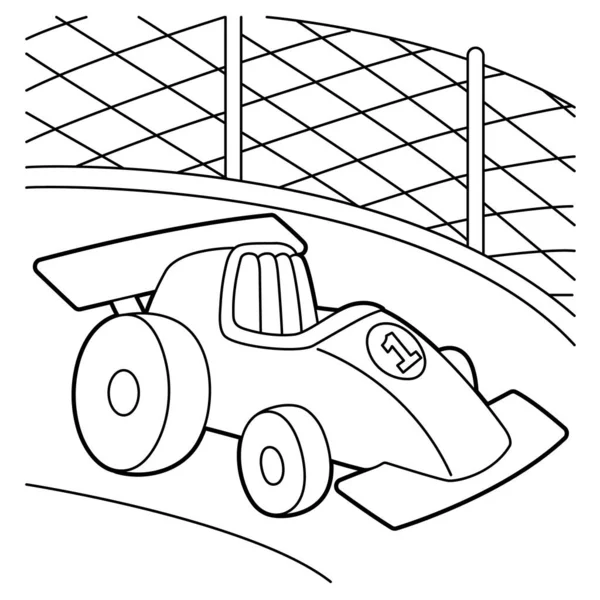 Página para colorear de coche de carreras — Vector de stock