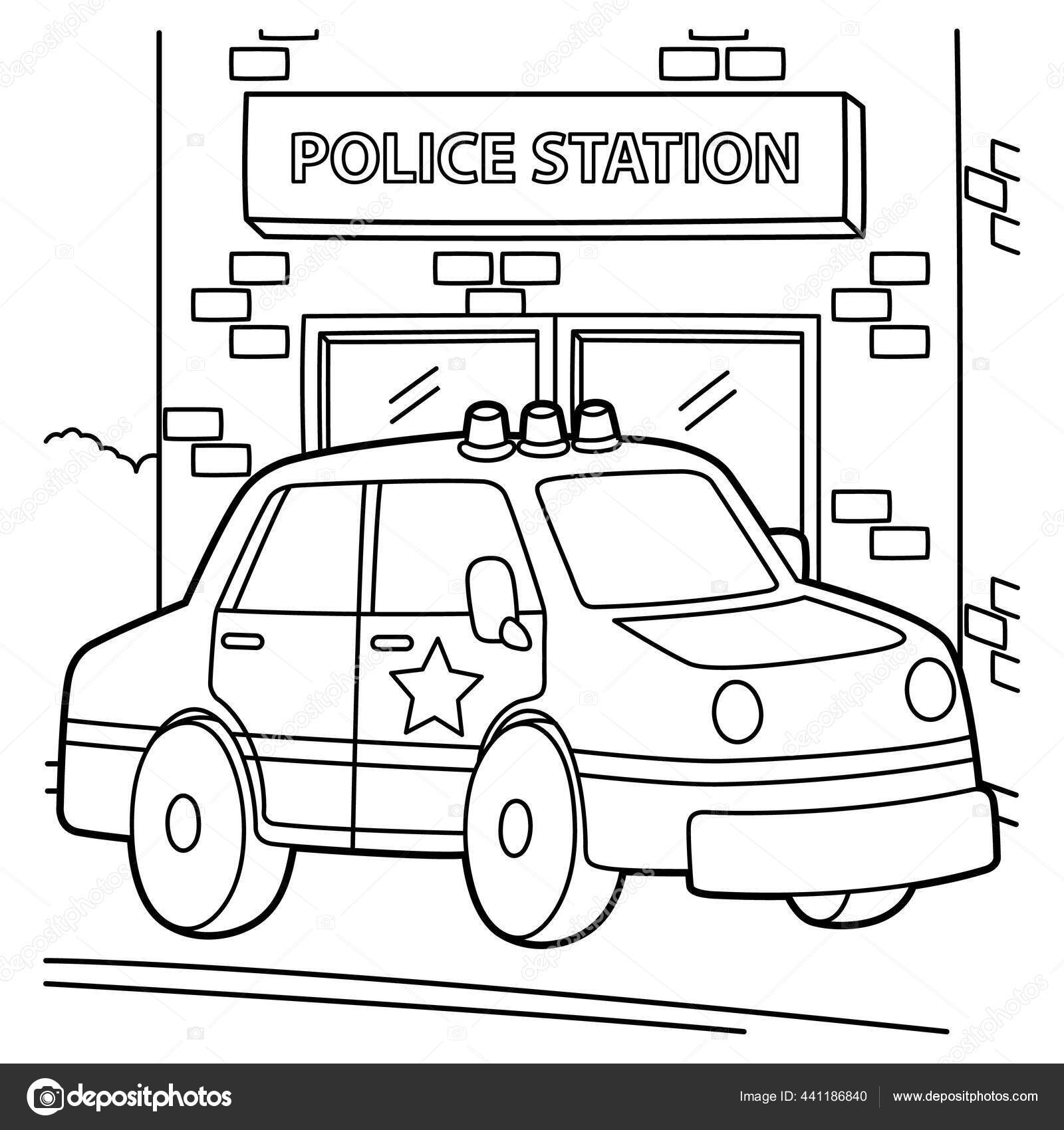 Police Car Coloring Page Stock Vector by ©abbydesign 441186840
