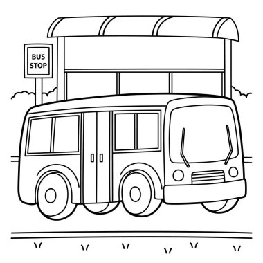 Bus Coloring Page vector Bus Coloring Page vector