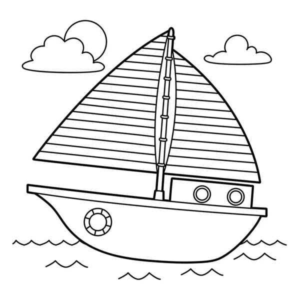 Página para colorear velero — Vector de stock