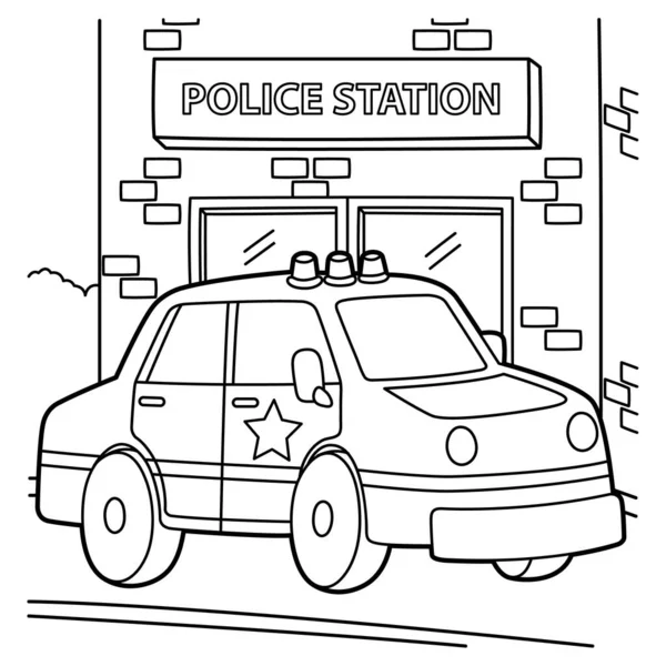 Página para colorear coche de policía — Vector de stock